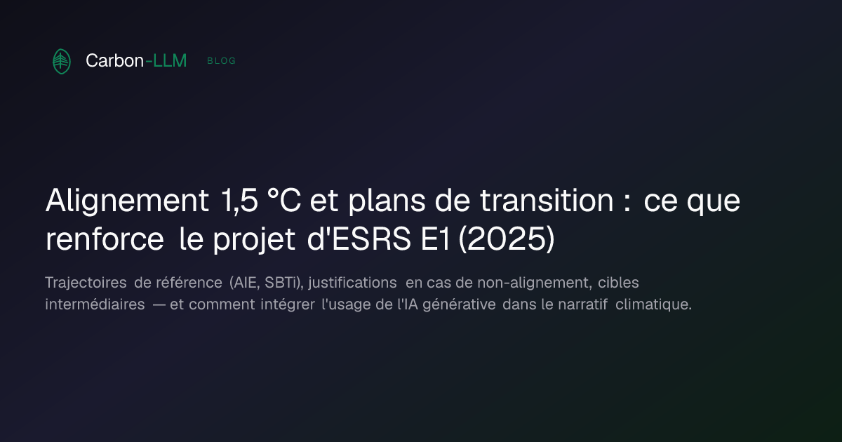 Alignement 1,5 °C et plans de transition : ce que renforce le projet d ...